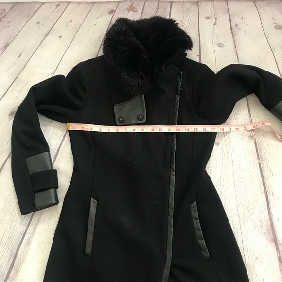 Via Spiga Wool blend & Faux Fur & Faux Leather Cuff Coat Sz 2 - Picture 12 of 16